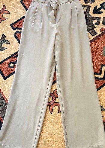 Bej Kadın Rahat Kesim Kumaş Pantolon - Görsel 3