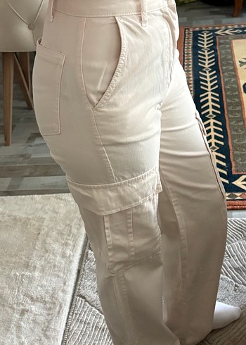 Bej Rahat Kesim Midi Kadın Kot Pantolon - Görsel 2