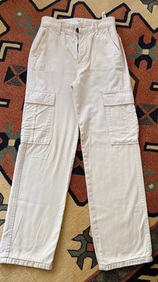 Bej Rahat Kesim Midi Kadın Kot Pantolon - Görsel 3