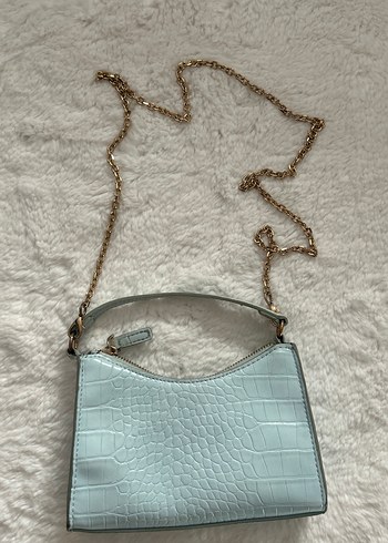 Mango Mavi Yılan Derisi Desenli Deri Kadın Çanta - Görsel 2