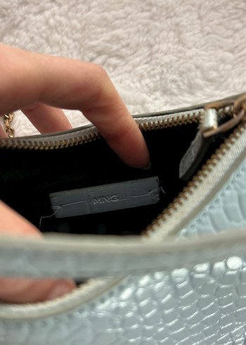 Mango Mavi Yılan Derisi Desenli Deri Kadın Çanta - Görsel 3