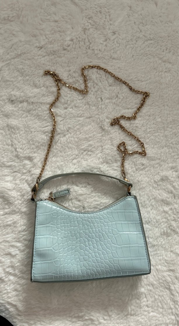 Mango Mavi Yılan Derisi Desenli Deri Kadın Çanta - Görsel 2