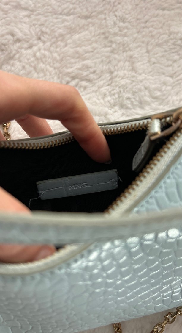 Mango Mavi Yılan Derisi Desenli Deri Kadın Çanta - Görsel 3