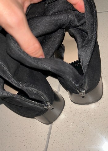 Siyah Süet Dizüstü Çorap Çizme - Görsel 4