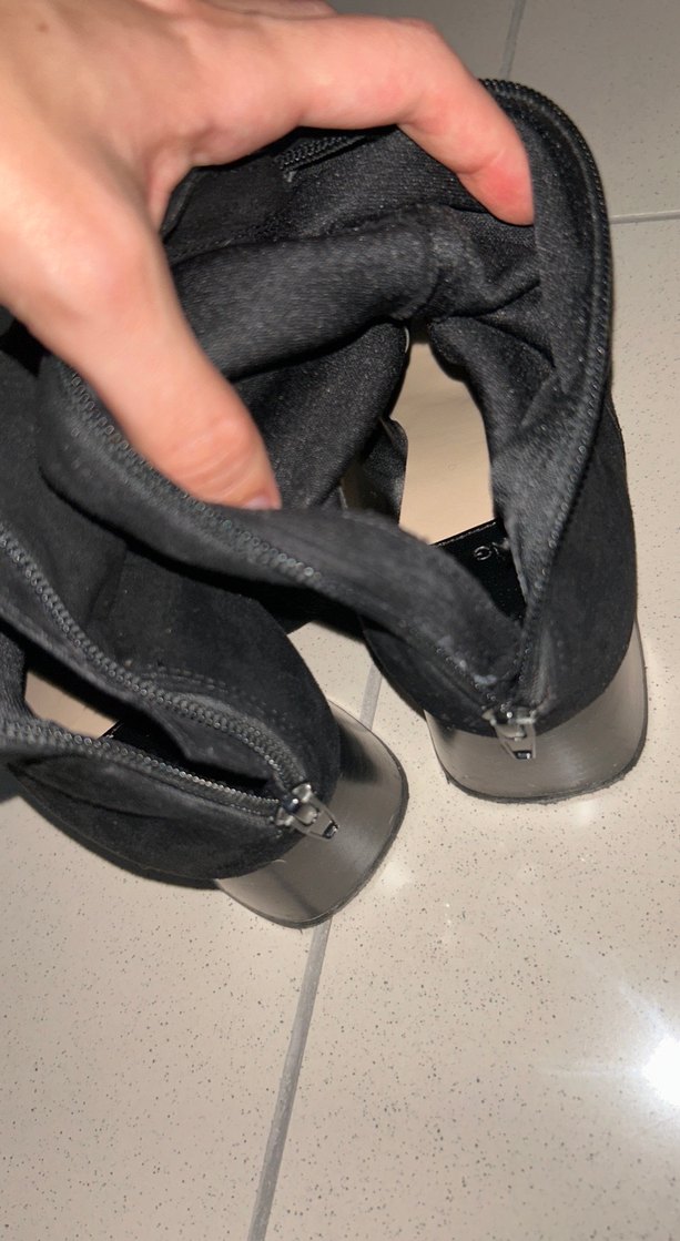 Siyah Süet Dizüstü Çorap Çizme - Görsel 4