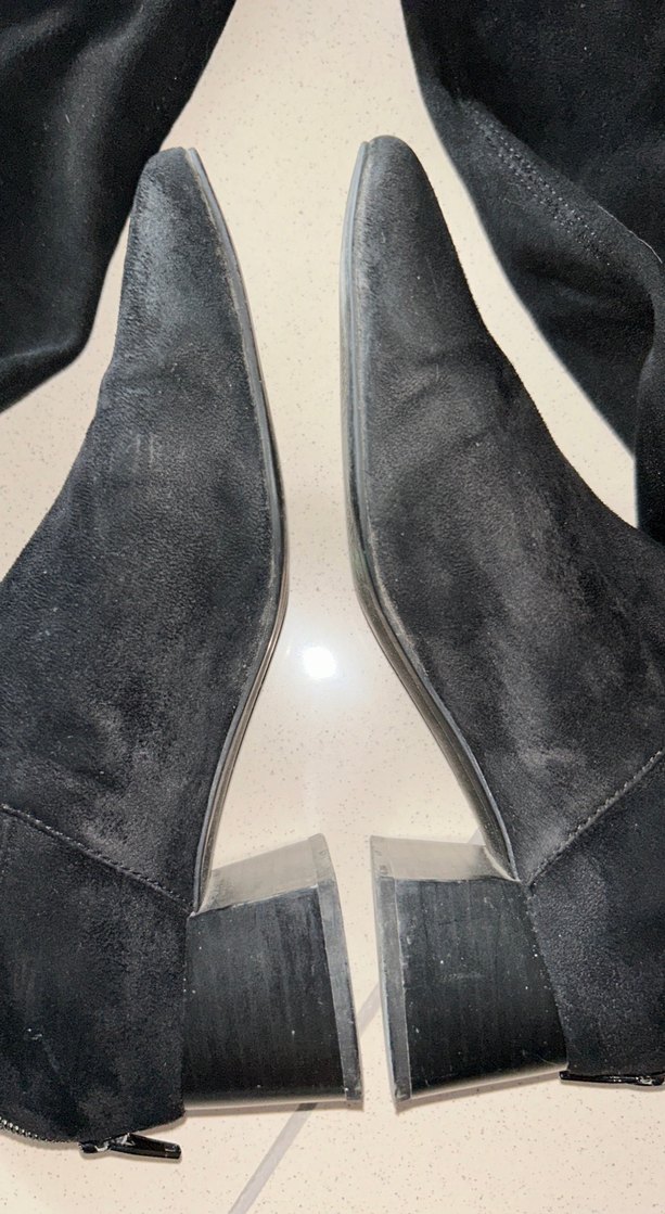 Siyah Süet Dizüstü Çorap Çizme - Görsel 5