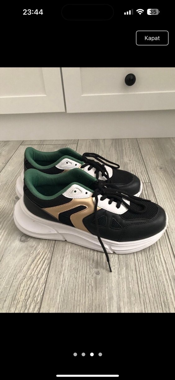 Yeşil Detaylı Siyah Platform Spor Ayakkabı hiç giyilmedi - Görsel 3