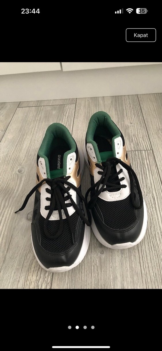 Yeşil Detaylı Siyah Platform Spor Ayakkabı hiç giyilmedi - Görsel 2