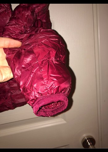 36 Beden bordo Renk Bordo Kadın Fermuarlı İnce Mont