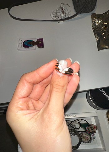 Bej Dantel Detaylı Minimalist Kadın Yüzük - Görsel 4