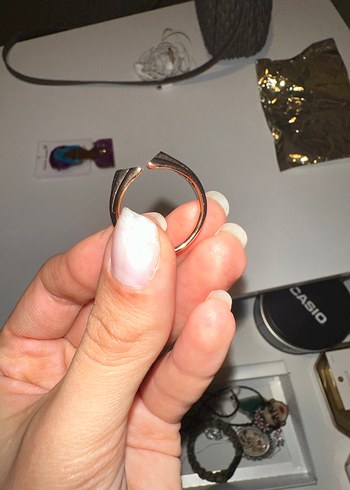 Bej Dantel Detaylı Minimalist Kadın Yüzük - Görsel 7