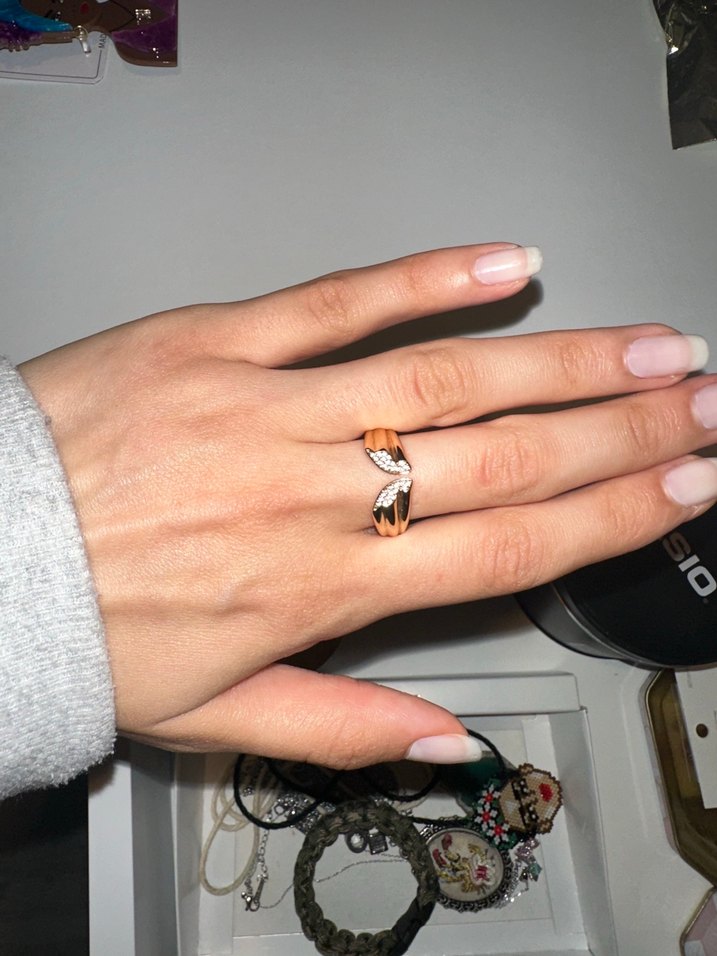 Bej Dantel Detaylı Minimalist Kadın Yüzük - Görsel 2