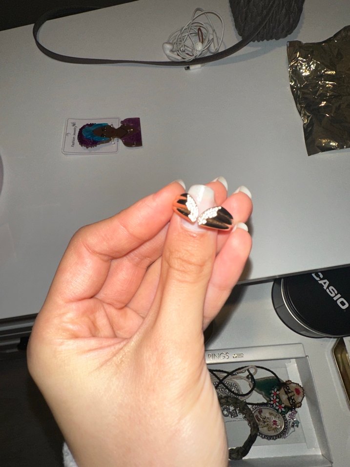 Bej Dantel Detaylı Minimalist Kadın Yüzük - Görsel 4