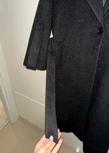 Siyah Düğmeli uzun  Kadın Kaban - Görsel 4