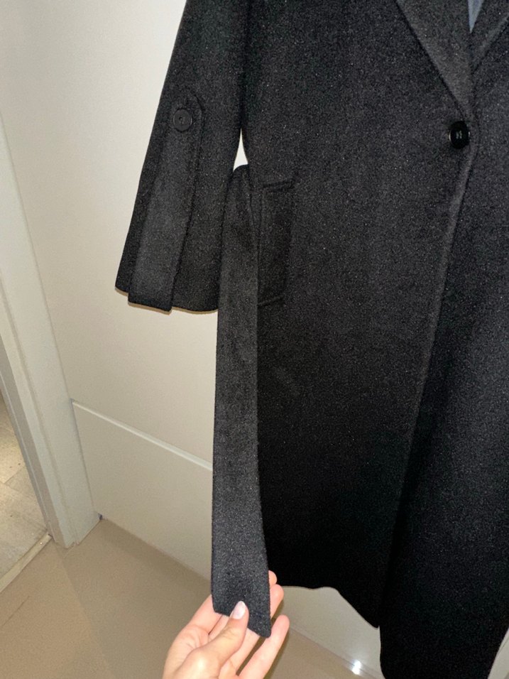 Siyah Düğmeli uzun  Kadın Kaban - Görsel 4