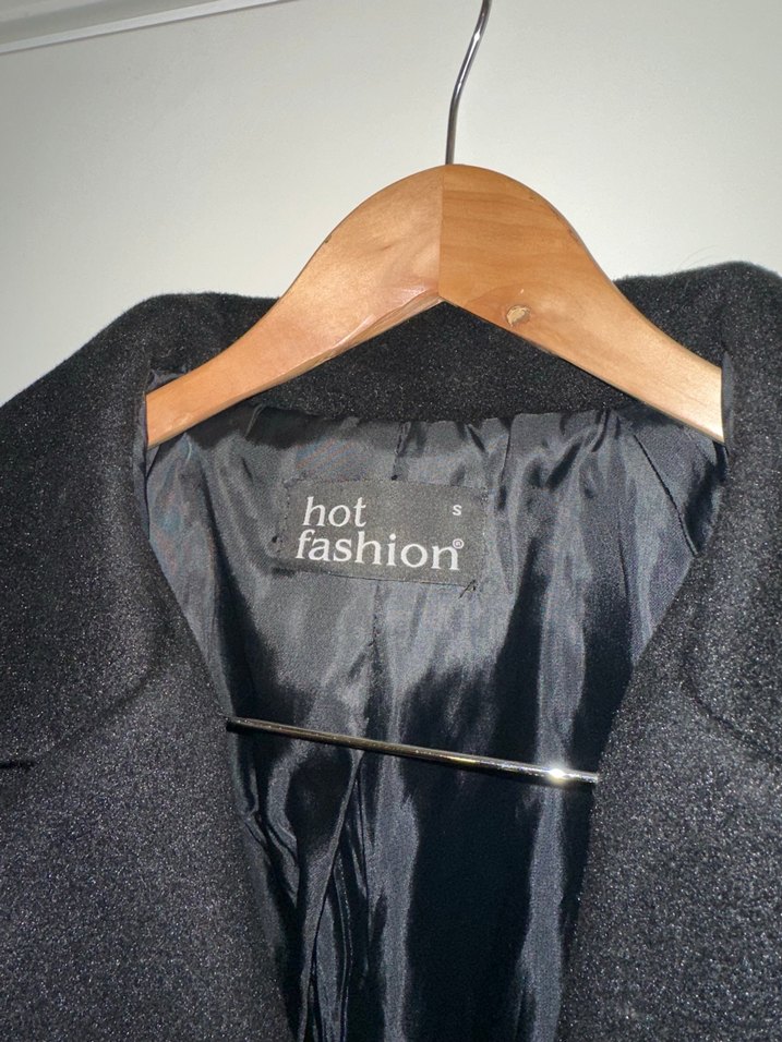 Siyah Düğmeli uzun  Kadın Kaban - Görsel 5