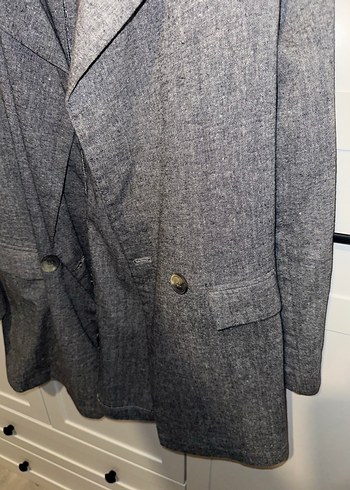 Gri  Kadın Keten Ceket - Görsel 5