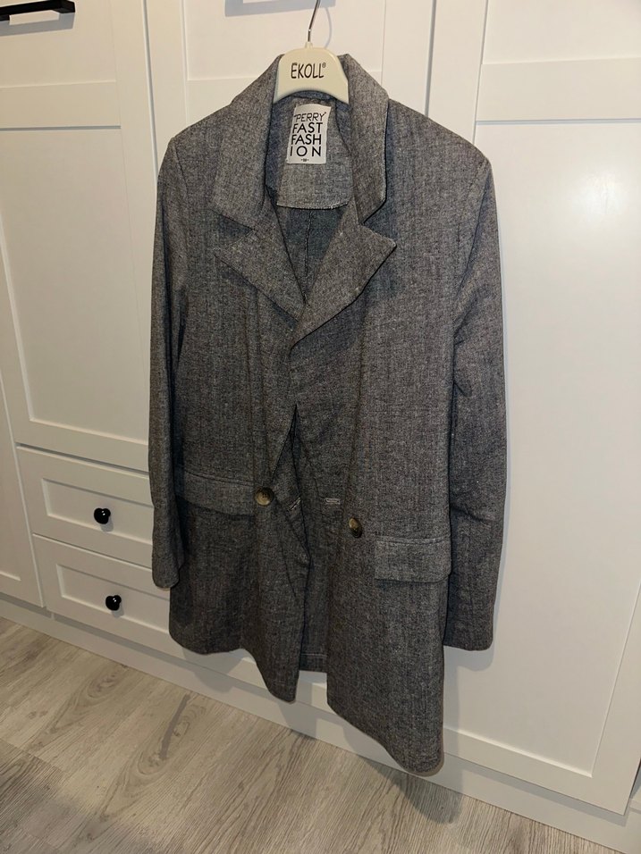 Gri  Kadın Keten Ceket - Görsel 2