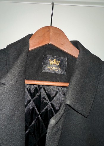 Siyah Süet Düğmeli Erkek Midi Kaban - Görsel 2