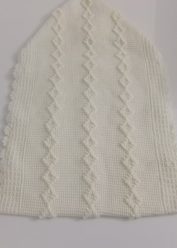Krem şapkalı nakışlı Örgü Bebek Battaniyesi - Görsel 3