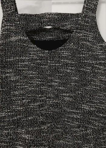 Gri Örgü simli Kumaş Kadın Tulum - Görsel 4