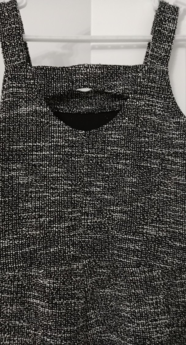 Gri Örgü simli Kumaş Kadın Tulum - Görsel 4