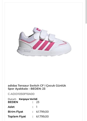 Kız Çocuk Pembe Adidas Spor Ayakkabı