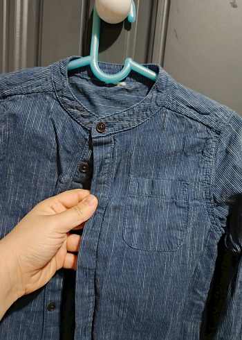 Erkek Çocuk Mavi Denim Uzun Kollu Gömlek - Görsel 2