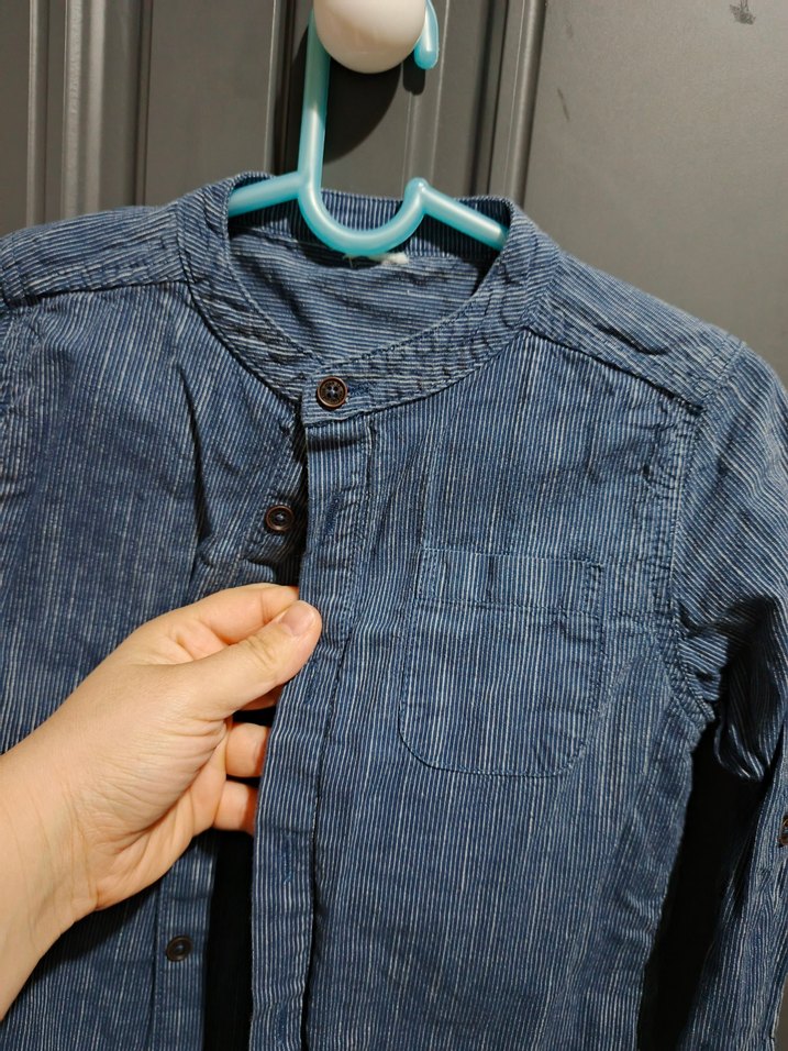 Erkek Çocuk Mavi Denim Uzun Kollu Gömlek - Görsel 2