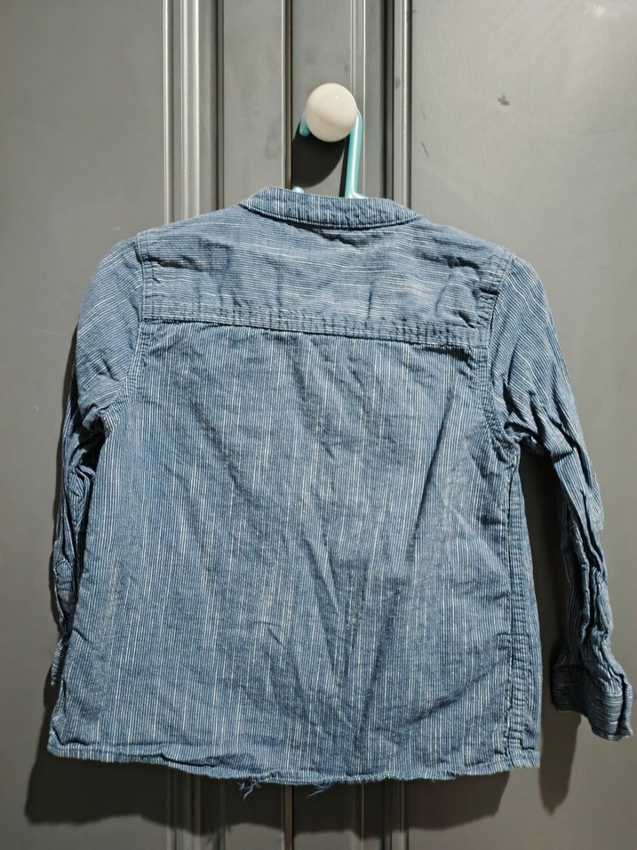 Erkek Çocuk Mavi Denim Uzun Kollu Gömlek - Görsel 3