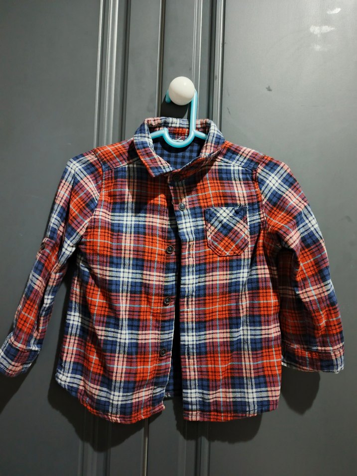 Erkek Çocuk Renkli Kareli Düğmeli Gömlek - Görsel 2