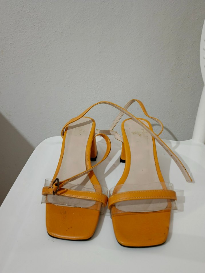 turuncu Blok Topuklu Kadın Sandalet - Görsel 2