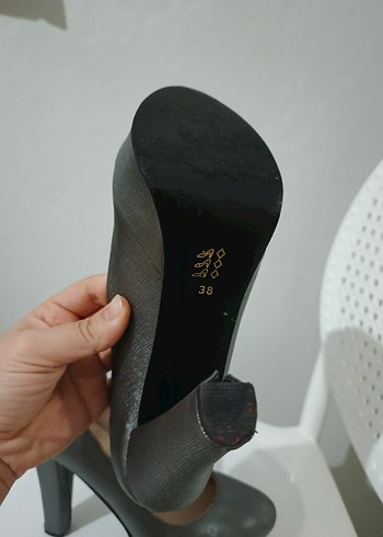 Gri Rugan Yılan Desenli Platform Topuklu Kadın Ayakkabı - Görsel 4