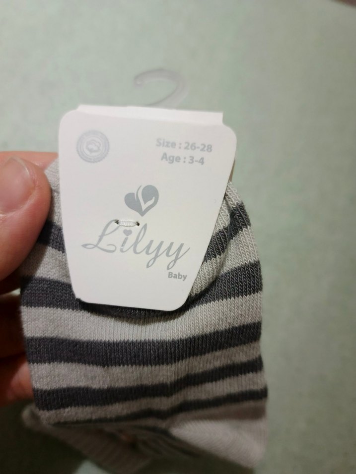 gri Çizgili Erkek Çorabı, Nakışlı Ayıcık Desenli - Görsel 2