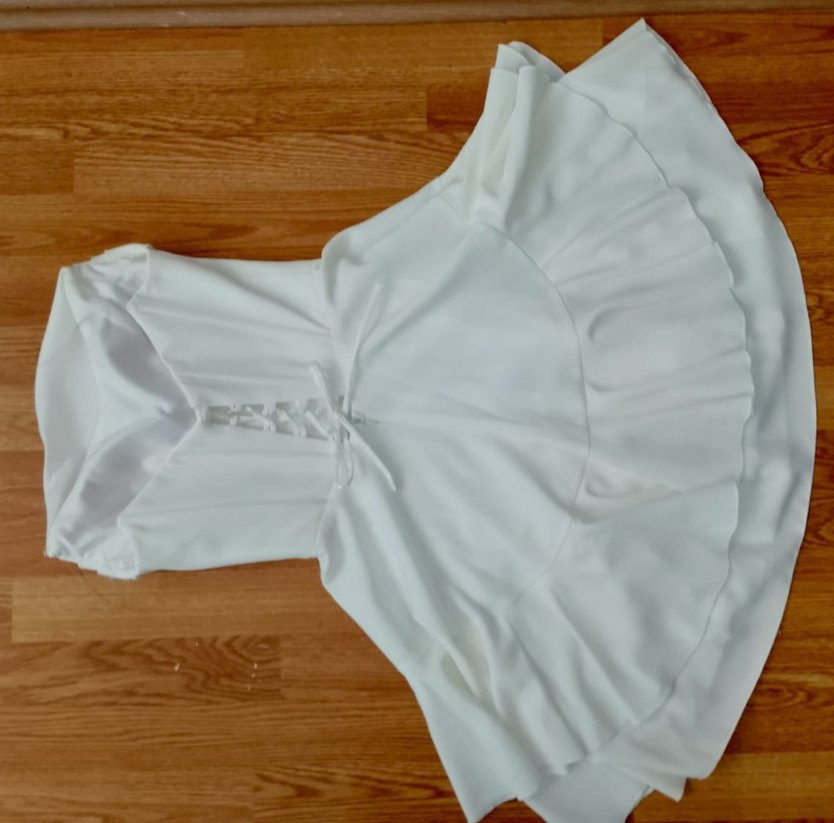 Beyaz kısa şeffaf askılı elbise - Görsel 2