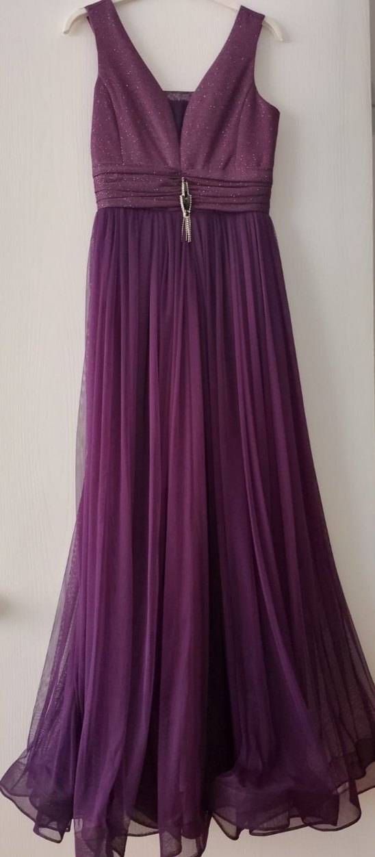 Mor Uzun Askılı çocuk Abiye Elbise - Görsel 2