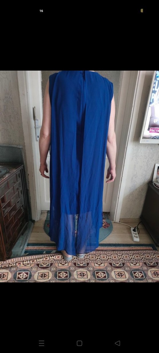 Mavi İş Kombinine Parlak Midi Kolye - Görsel 4