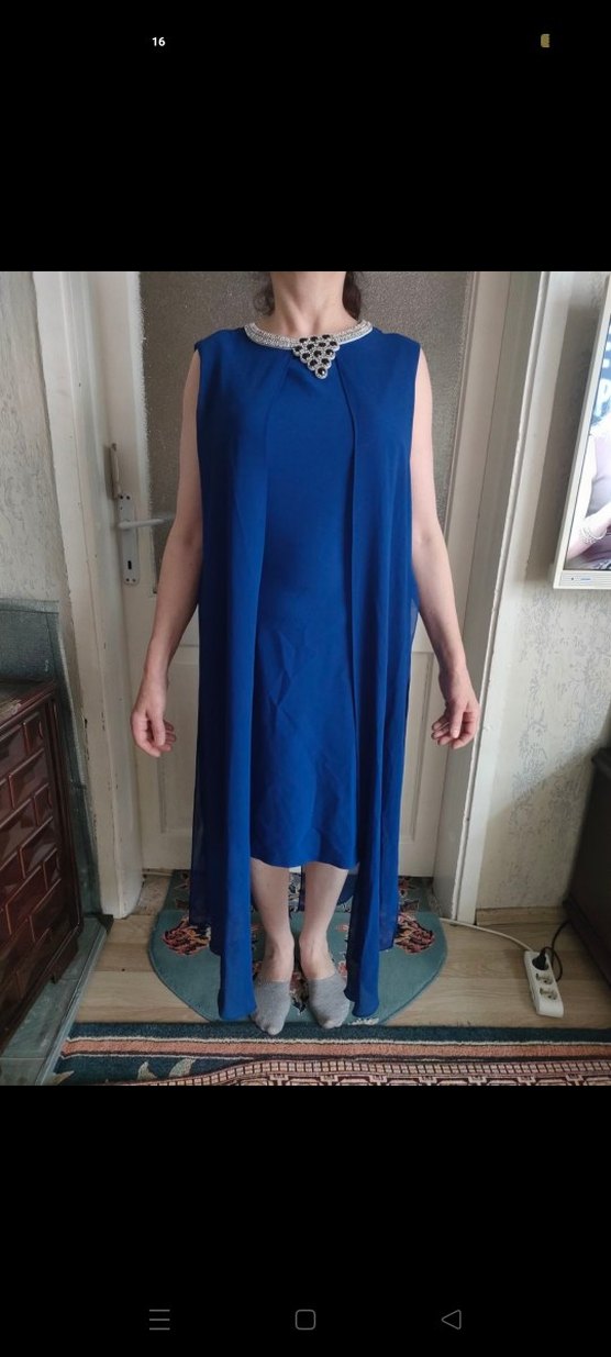 Mavi İş Kombinine Parlak Midi Kolye - Görsel 2