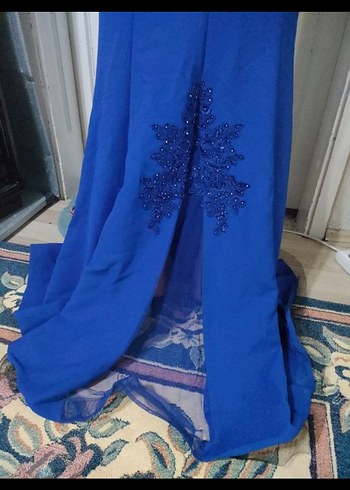 Lacivert Dantelli Uzun Abiye Elbise - Görsel 5