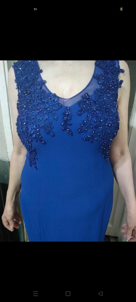 Lacivert Dantelli Uzun Abiye Elbise - Görsel 2