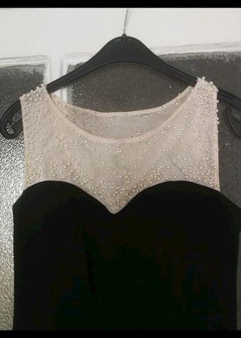 Siyah Drapeli V Yakalı Uzun Abiye Elbise - Görsel 2