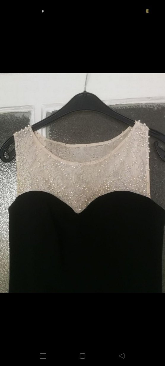 Siyah Drapeli V Yakalı Uzun Abiye Elbise - Görsel 2