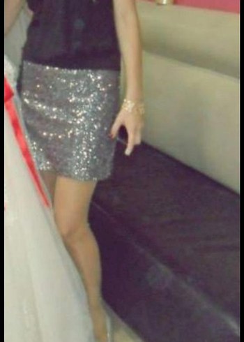 Siyah Parlak Payetli Mini Elbise - Görsel 2