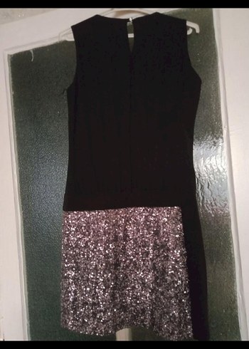 Siyah Parlak Payetli Mini Elbise - Görsel 4