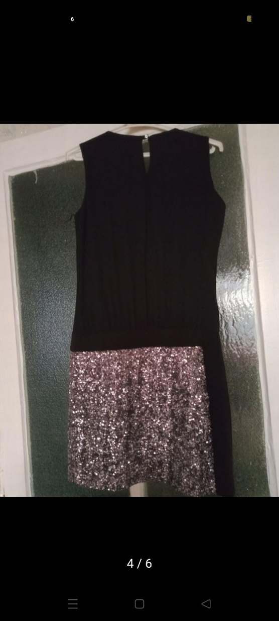 Siyah Parlak Payetli Mini Elbise - Görsel 4