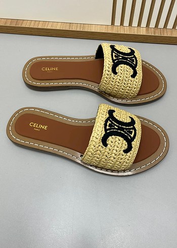 Bej Örgü Detaylı Dolgu Topuk Kadın Terlik - Görsel 3