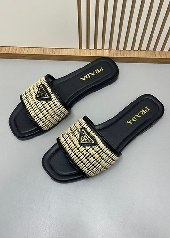 Bej Örgü Detaylı Dolgu Topuk Kadın Terlik - Görsel 5