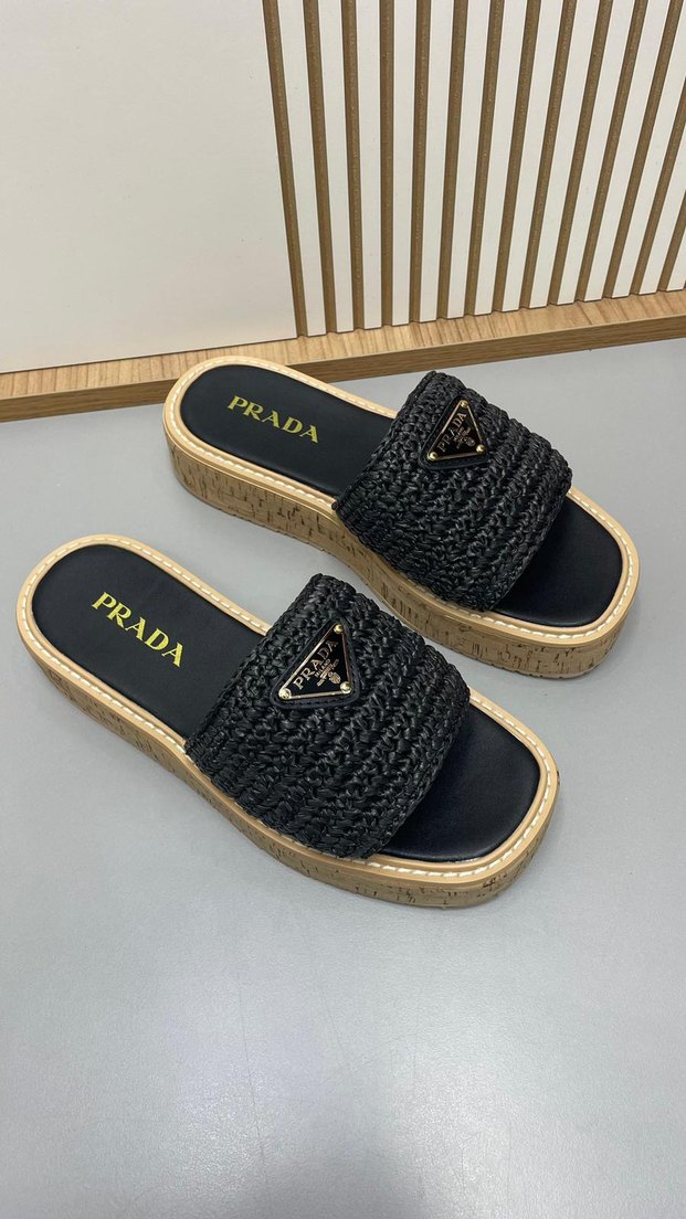 Bej Örgü Detaylı Dolgu Topuk Kadın Terlik - Görsel 2