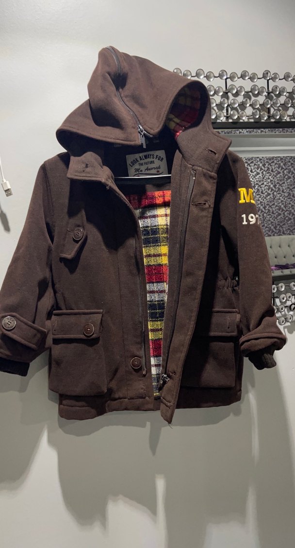 Kahverengi Erkek Çocuk Düğmeli Kaban - Görsel 2