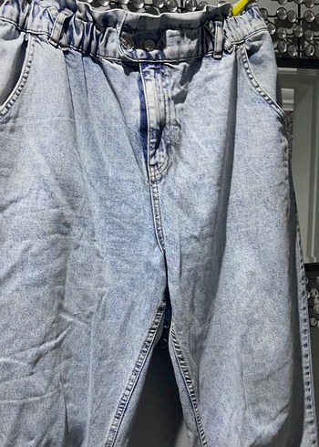 Gri Bağcıklı Loose Fit Kadın Denim Pantolon - Görsel 3